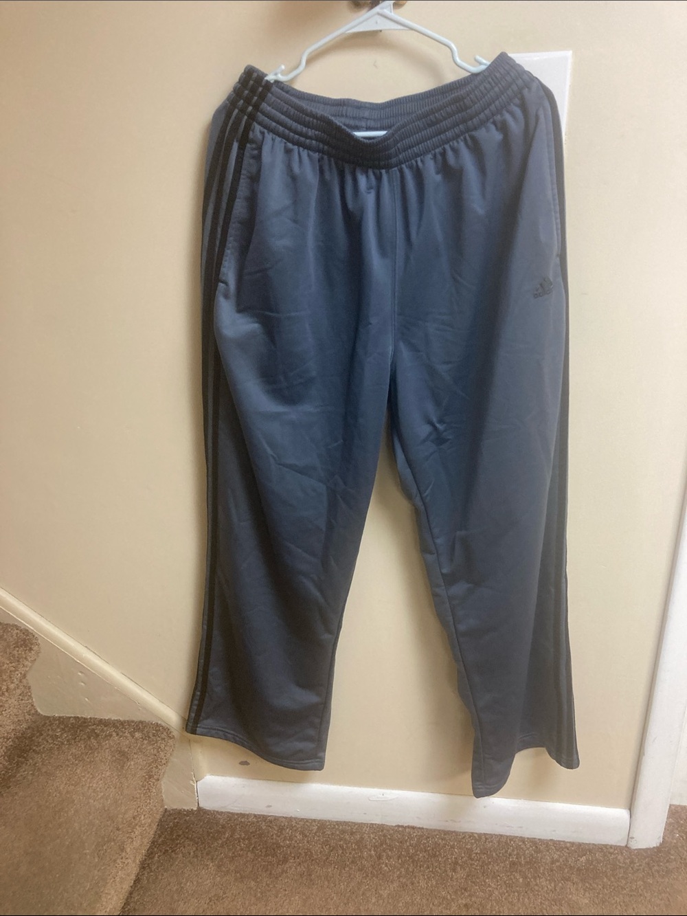 adidas Men's Dark Gray Track Pants with Black Stripes